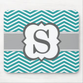 Blauwgroen wit monogram letter S Chevron Muismat (Voorkant)