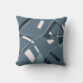 Blauwgroen wit op leisteen blauw schuine wervelend kussen