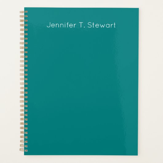 Blauwgroen & Wit Professioneel Elegant Eenvoudig Planner (Voorkant)