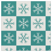 Blauwgroen wit Snowflake, gebarsten patroon Stof (Close Up)