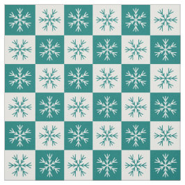 Blauwgroen wit Snowflake, gebarsten patroon Stof