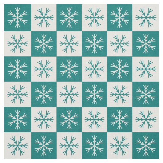 Blauwgroen wit Snowflake, gebarsten patroon Stof (Swatch)