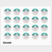 Blauwgroen & Wit Sparkle Starfish Beach Trouwgunst Ronde Sticker (Vel)