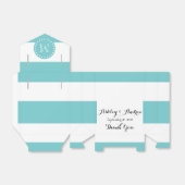 Blauwgroen wit strepenpatroon, uw monogram bedankdoosjes (Uitgevouwen)