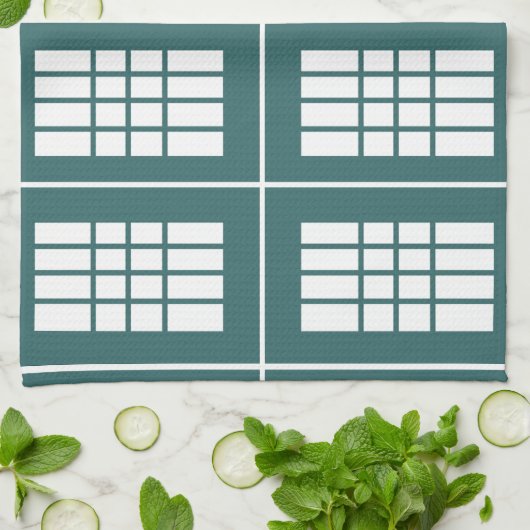 Blauwgroen wit Stripes patroon Theedoek (Gevouwen)