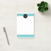 Blauwgroen wit Stripes patroon, zwart monogram Post-it® Notes (Kantoor)