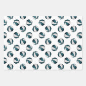 blauwgroen wit team kleuren basketbal gefeliciteer inpakpapier vel (Voorkant 3)