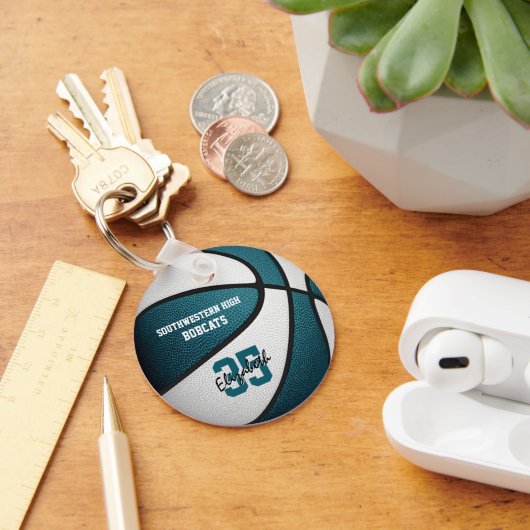 blauwgroen wit team kleuren basketbal sportgeschen sleutelhanger (Bureau)