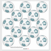 blauwgroen wit team kleuren individuele voetballer sticker (Vel)