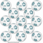 blauwgroen wit team kleuren individuele voetballer sticker (Voorkant)