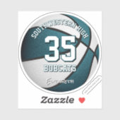 blauwgroen wit team kleuren jongens basketbal sticker (Vel)