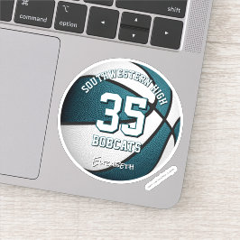 blauwgroen wit team kleuren jongens basketbal sticker