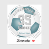 Blauwgroen wit team kleuren kinder voetbalwedstrij sticker (Vel)