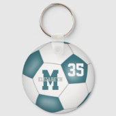 blauwgroen wit voetbal team kleuren tas label sleutelhanger (Voorkant)