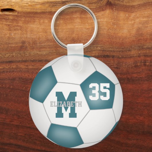 blauwgroen wit voetbal team kleuren tas label sleutelhanger (Achterkant)