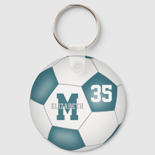 blauwgroen wit voetbal team kleuren tas label sleutelhanger (Achterkant)