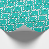 Blauwgroen wit XL Moroccan Quatrefoil #7DS Cadeaupapier (Hoek)