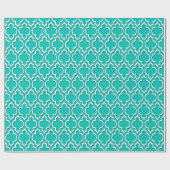 Blauwgroen wit XL Moroccan Quatrefoil #7DS Cadeaupapier (Vlak)