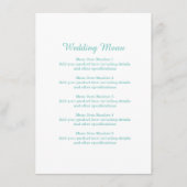 Blauwgroen & wit zand dollar shell strand bruiloft menu (Voorkant)