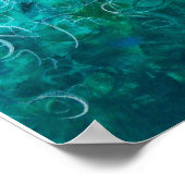 Blauwgroen, witte, Abstracte ombre-verf 16x20 afdr Poster (Hoek)