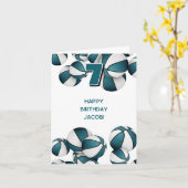 blauwgroen witte basketballen kinderverjaardag kaart (Gele Bloem)