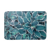 Blauwgroen & witte bladeren badmat (Voorkant)