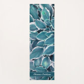 Blauwgroen & Witte bladeren Monogram Yogamat (Voorkant)