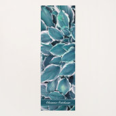 Blauwgroen & Witte bladeren Monogram Yogamat (Achterkant)