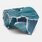 Blauwgroen & witte bladeren stropdas (Opgerold)