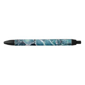 Blauwgroen & witte bladeren zwarte inkt pen (Voorkant)