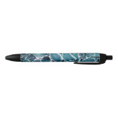 Blauwgroen & witte bladeren zwarte inkt pen (Bodem)