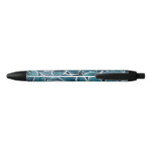 Blauwgroen & witte bladeren zwarte inkt pen (Achterkant)