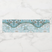 Blauwgroen witte bloem water flesetiket waterfles etiket (Enkel label)