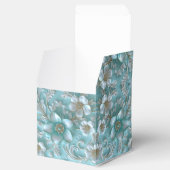 Blauwgroen Witte Bloemen Favoriete Doos Bedankdoosjes (Geopend)