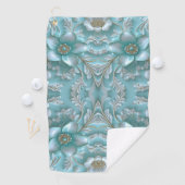 Blauwgroen Witte Bloemen Golfhanddoek (Insitu)