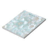 Blauwgroen witte bloemen Notitieblok (Linkerzijde)
