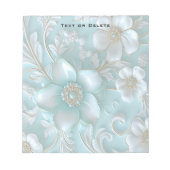 Blauwgroen witte bloemen Notitieblok (Voorkant)