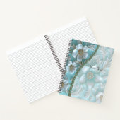Blauwgroen witte bloemen Notitieboek (Binnen)