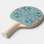 Blauwgroen Witte Bloemen Ping Pong Paddle Tafeltennisbatje (Voorkant Gekanteld)