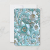 Blauwgroen witte bloemen RSVP-kaart RSVP Kaartje (Achterkant)