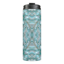 Blauwgroen Witte Bloemen Thermische Tumbler Thermosbeker
