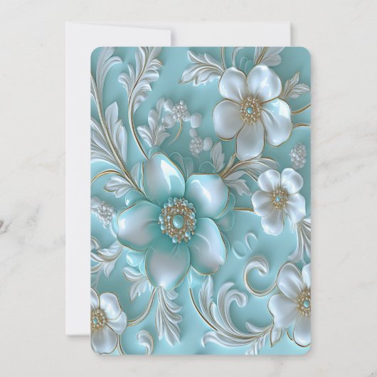 Blauwgroen witte bloemen Vrijgezellenfeest Kaart (Achterkant)