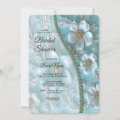 Blauwgroen witte bloemen Vrijgezellenfeest Kaart (Voorkant)