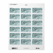 Blauwgroen witte bloemenadreslabel etiket (Full Sheet)
