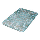 Blauwgroen witte bloemenbadmat badmat (Gekanteld)