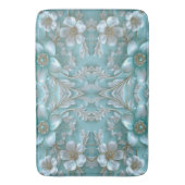 Blauwgroen witte bloemenbadmat badmat (Voorkant Verticaal)