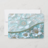 Blauwgroen witte bloemenbedankkaart bedankkaart (Achterkant)