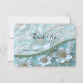 Blauwgroen witte bloemenbedankkaart bedankkaart (Voorkant)
