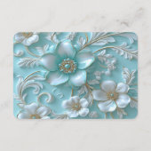 Blauwgroen witte bloemendetailbehuizing Kaart (Achterkant)