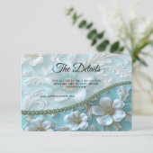 Blauwgroen witte bloemendetailbehuizing Kaart (Staand voorkant)